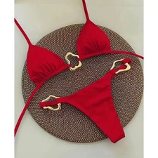 Bikini Rosso Sexy Con Anelli
