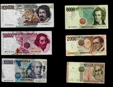 bella raccolta lotto banconote lire italiane - centomila, cinquantamila ....