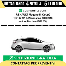 Tagliando per RENAULT Megane III Coupé 1.6 16V 81 kw Benzina 2008-2015 - 5 Lt...