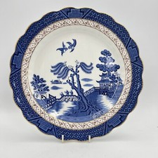 Piatto Antico in ceramica Inglese colore bianco e blu oro decoro Willow 1940