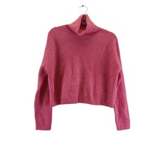 maglione donna asos design boxy rosa brillante collo alto a costine taglia media omaggio p&p