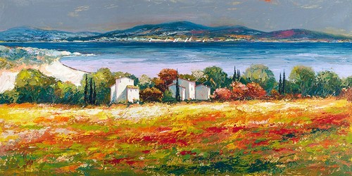 Quadro paesaggio mare - mare, borgo