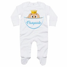 Tutina neonato personalizzata con nome bimbo con la corona esce dalla tasca