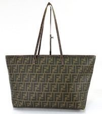 Autentica borsa tote bag FENDI marrone Zucca PVC tela #62081