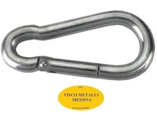 Moschettone Pompiere Inox 316 mm 7 per nautica cime funi cavi biancheria 5 pz