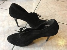 Decolleté scarpe donna nere tacco 8 velluto Tg.39