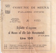 Abbonamento Biglietto D'Ingresso Al Museo Ed Alle Sale Monumentali - Siena