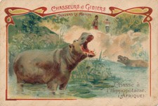 1900 Chasseurs et Gibiers Hippopotame Afrique Ville de Lyon Trading card