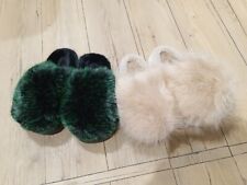 Ciabatte Donna Pelo. Pelliccia Sintetica. Verde E Beige Nr 36-37