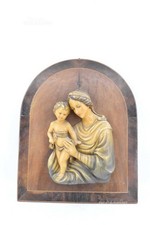 Painting on wood root Madonna