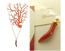 Chain pendant necklace Ciondolo corno di Corallo e catenina in oro 18kt con 750