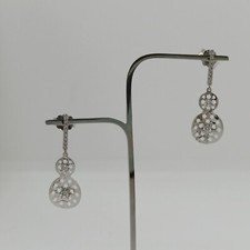 ORECCHINI A PENDOLO-PENDENTI IN ORO BIANCO 18KT 750 E ZIRCONI 1,95 GRAMMI (0496)