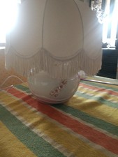 Lampada Da Tavolino Vintage In Ceramica E Paralume Stoffa