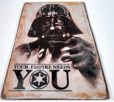 Darth Vader "Your Empire Needs You" Metal Wall Plaque. Brand New Sealed.