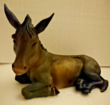 STATUA PRESEPE ASINELLO FIGURA ESPRESSIVA RESINA GRANDE LUNGHEZZA CA. 22 CM