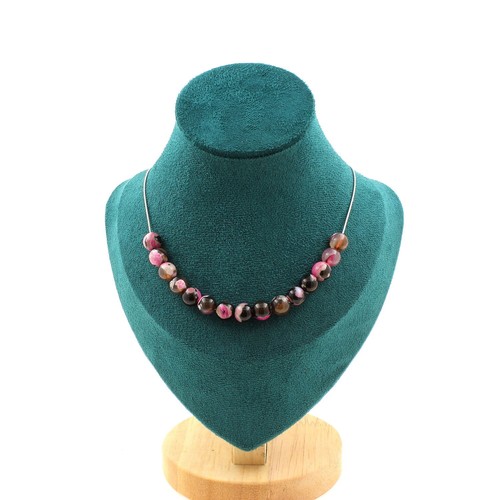 Collana perle agata fucsia - 15,