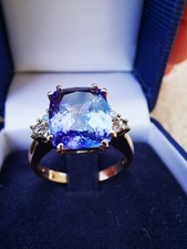 AAA FAVOLOSO ANELLO CON TANZANITE NATURALE DA 3.51 CARATI E 6 DIAMANTI NATURALI