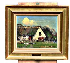 Søren Edsberg - Paesaggio rurale con cavallo - olio su tela - cornice