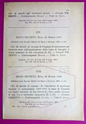 Cassolnovo regio decreto - decreto, x