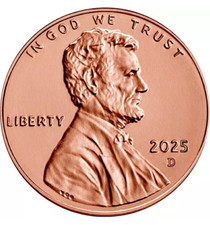 2025 D PENNY ABRAHAM LINCOLN SCUDO PENNY CENT 1 MONETA US MINT BRILLANTE UNC