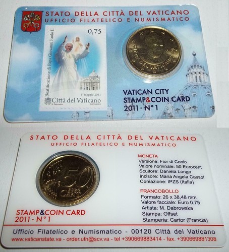 Stamp coin card vaticano - 1,