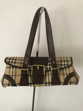 borsa burberry donna a due manici in classic check camel e pelle marrone