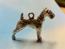 CIONDOLO VINTAGE MOLTO RARO AIREDALE TERRIER ARGENTO,PER BRACCIALE CHARM PESANTE 4,7g