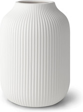 Vaso in Ceramica Con Scanalature, Impermeabile in Bianco Opaco, per Fiori Recisi