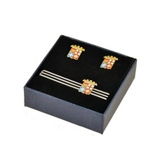 SET GEMELLI E FERMACRAVATTE  CON LOGO SMALTATO MARINA MILITARE