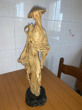 Sculture Statue Orientali Cinesi in Pasta d'Avorio Avoriolina Anni 60 Vintage