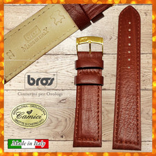 Cinturino pelle VERO TORO artigianale BROS imbottito marrone 20 mm Made in Italy