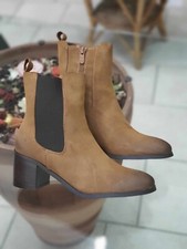 STIVALETTI DONNA C825 BEATLES CAMEL TACCO MEDIO STIVALE STIVALETTO INVERNO