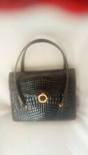 Borsa di lusso vero coccodrillo anni 70 vintage MARRONE SCURO in buonoo stato
