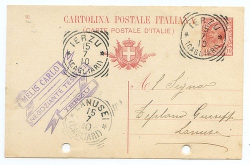 1910 intero postale annullo