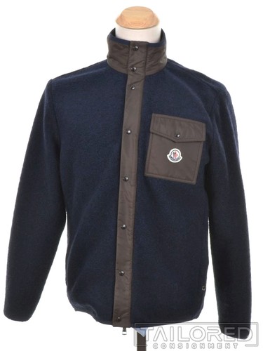 Moncler felpa aperta blu lana - moncler,