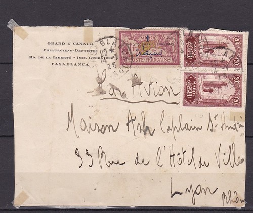 Timbre enveloppe 1938 maroc - enveloppe,