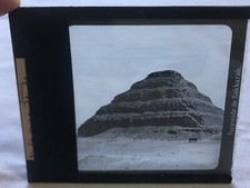 Lanterna magica Doppio vetro Antica slide Rarissima Piramide di Saqqara