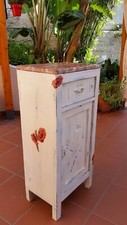 COMODINO INIZI 900 RESTAURATO IN STILE SHABBY CHIC CON DECORI DECOUPAGE