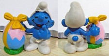 PUFFO con UOVO PASQUALE - 1984 PEYO - SCHLEICH - MADE in PORTUGAL - COME DA FOTO