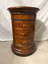 Cassettiera in legno in stile barocco, comò rotondo vintage anni '90