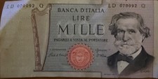 banconote da lire mille Giuseppe Verdi 