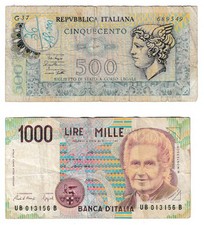 127 Italia, 500 e 1000Lire, 1979 e 1991, P#49 e P#114a.2, vedi orig. Scansioni