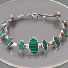 Bracciale In Argento Design Malachite Verde Bracciale Vintage 925 Sterling