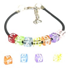 Bracciale con nome iniziali parole lettere braccialetto da uomo donna in caucciu