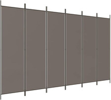 Divisorio a 6 Pannelli Antracite 300X200 Cm Tessuto