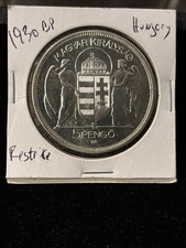 1930 Ungheria Proof 5 Pengo Miklos Horthy Regency 25g .640 Argento 16g ASW