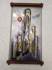 Targa da appendere vintage MCM astratta vetro colorato/plastica paesaggio urbano finestra/parete