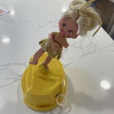 Ideal Spinderella "Yellow Flatsy Doll & Case" Pull String Funzionante Vintage 1970