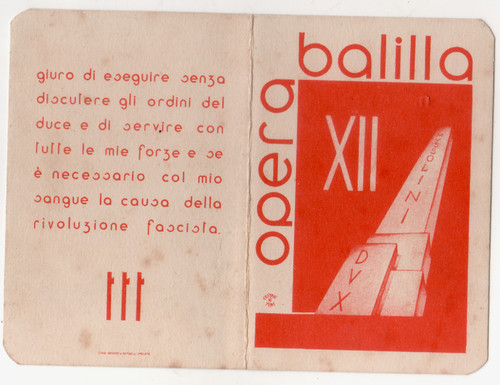 Tessera fascista onb anno - tessera,