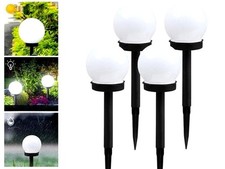 Set 4 Lampade Luci Solari A Sfera Luce Bianca LED IP65 Da Giardino Esterno